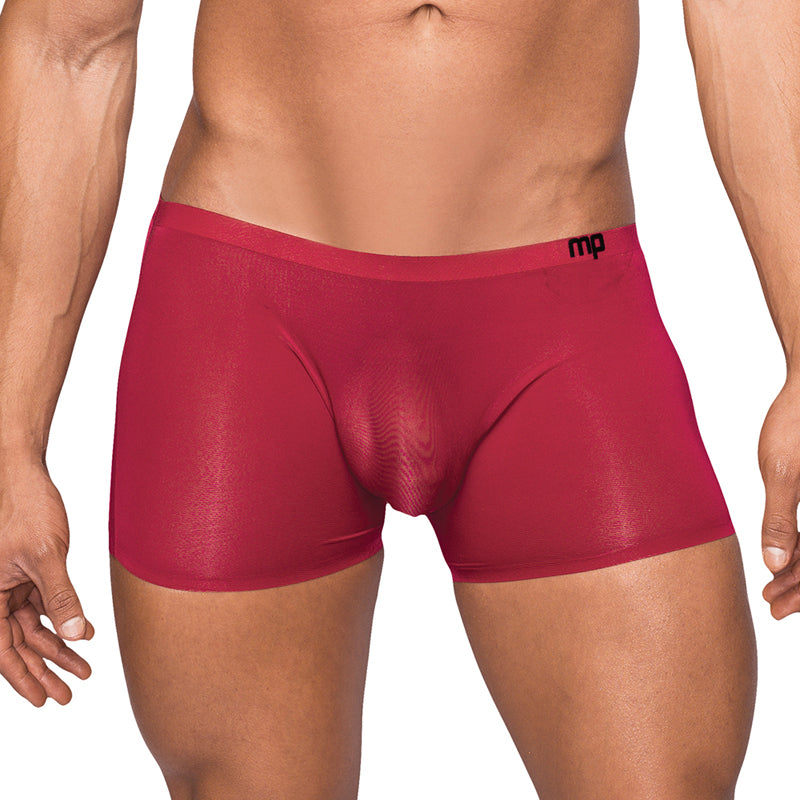 Male Power Seamless Sleek Sleek Short w/sheer pouch Wine Small