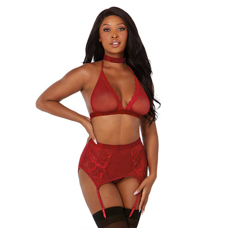 DG Fishnet&Lace Four-piece Set GARNET OS