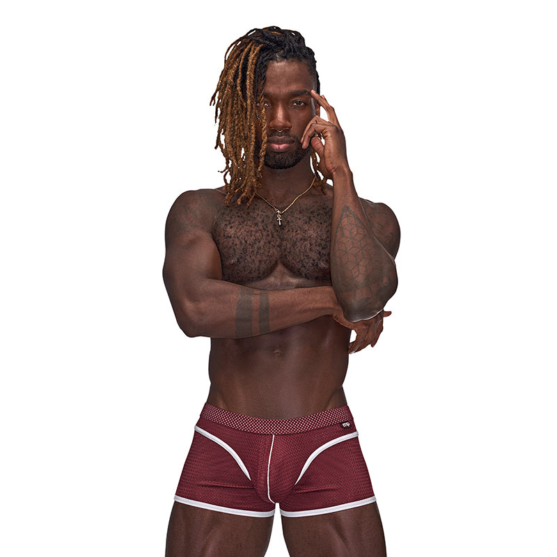 Male Power Sport Mesh Sport Mini Short Burgundy L