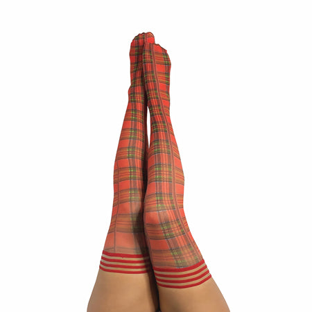 Kixies Grace Plaid Thigh-High Red Size D