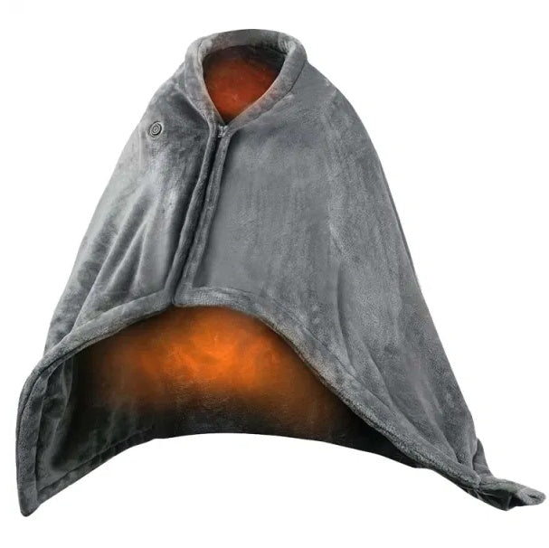 USB Heated Blanket - 59 x 31 in Heated Poncho Shawl Wrap with Zipper, Washable Electric Heated Blanket for Home and Office