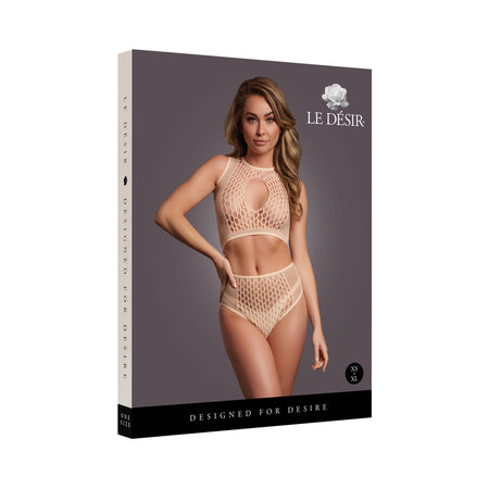 Le Desir Duo Net KeyHole Bra Set Sand OS