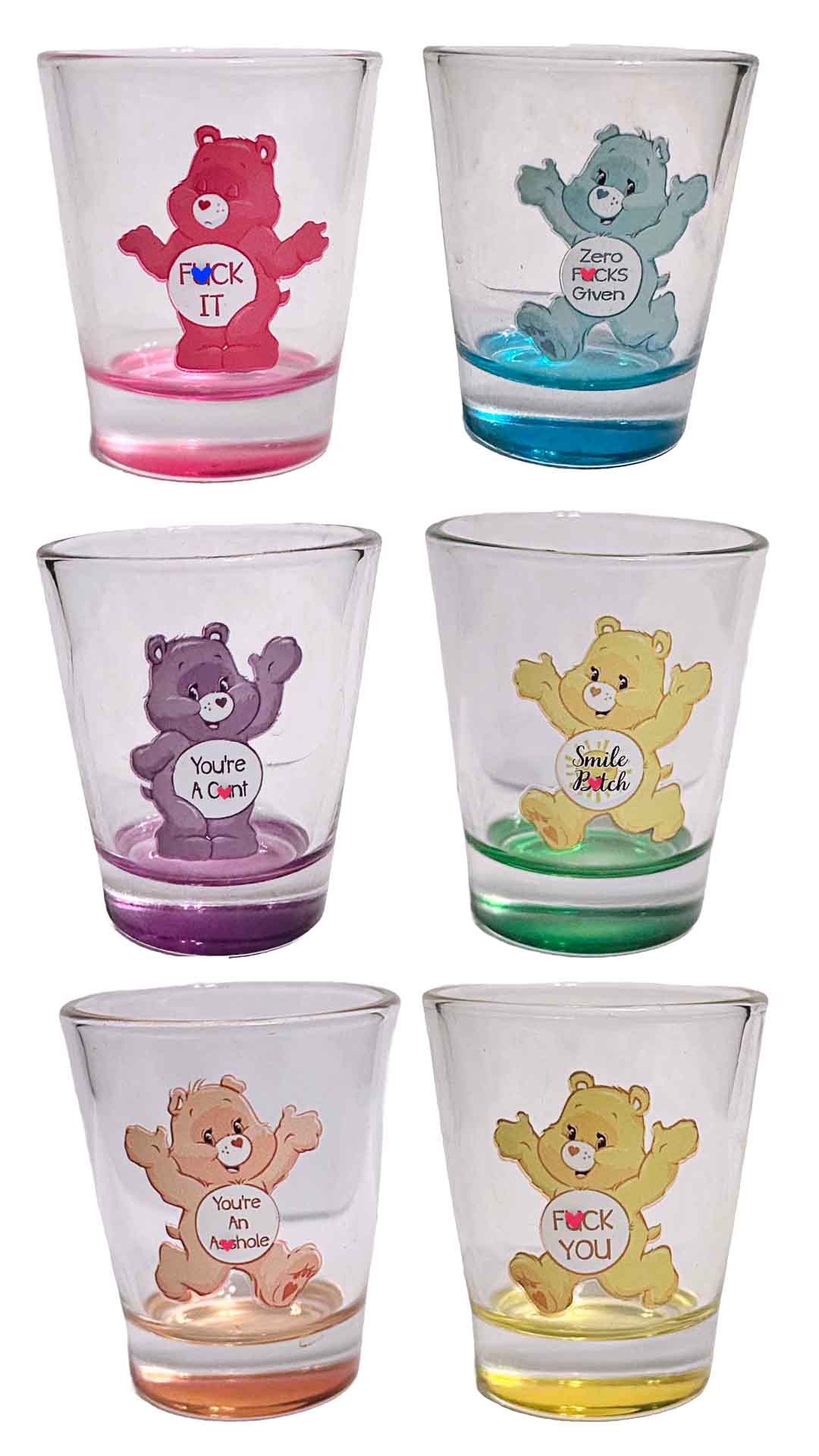 Swear Bears Care Bear Shot Glasses (Set of 6)