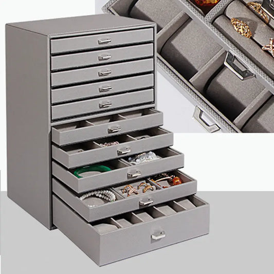   Luxora Multifunctional Leather Jewelry Storage Box – 10-Drawer Organizer Jewelry Boxes 