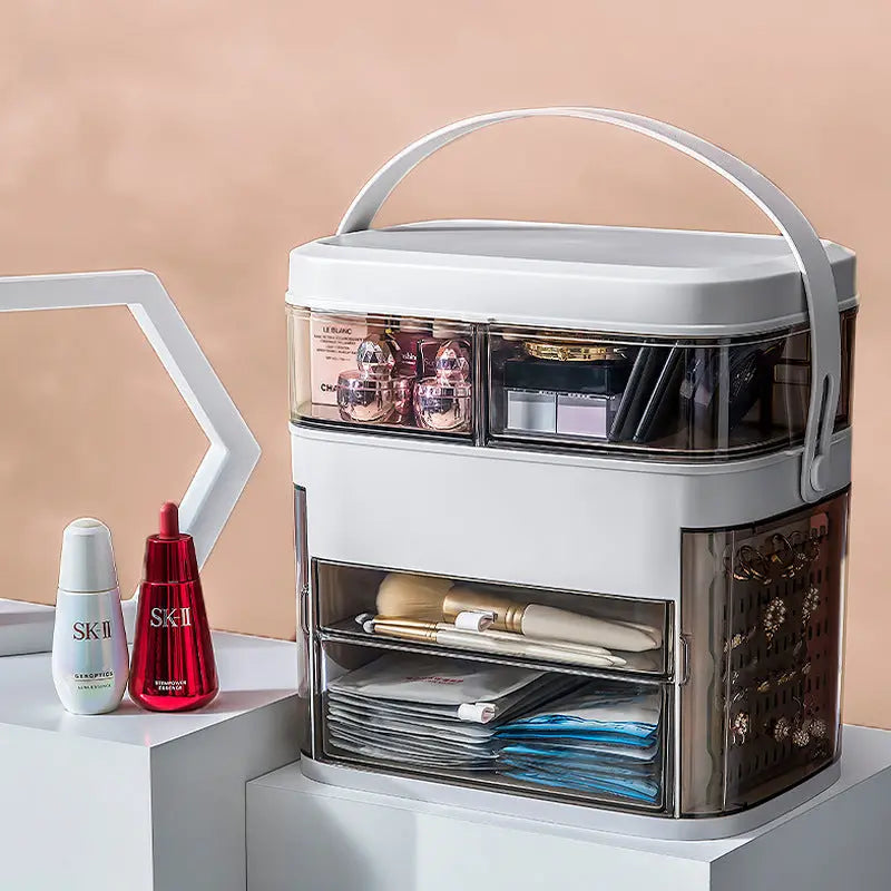   Makeup Organizer with Light Mirror and Jewelry Rack GlowUp Multi-Functional LED Organization 