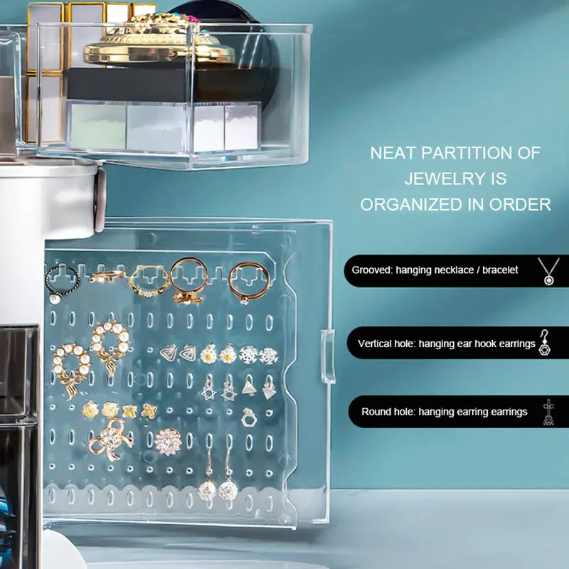   Makeup Organizer with Light Mirror and Jewelry Rack GlowUp Multi-Functional LED Organization 