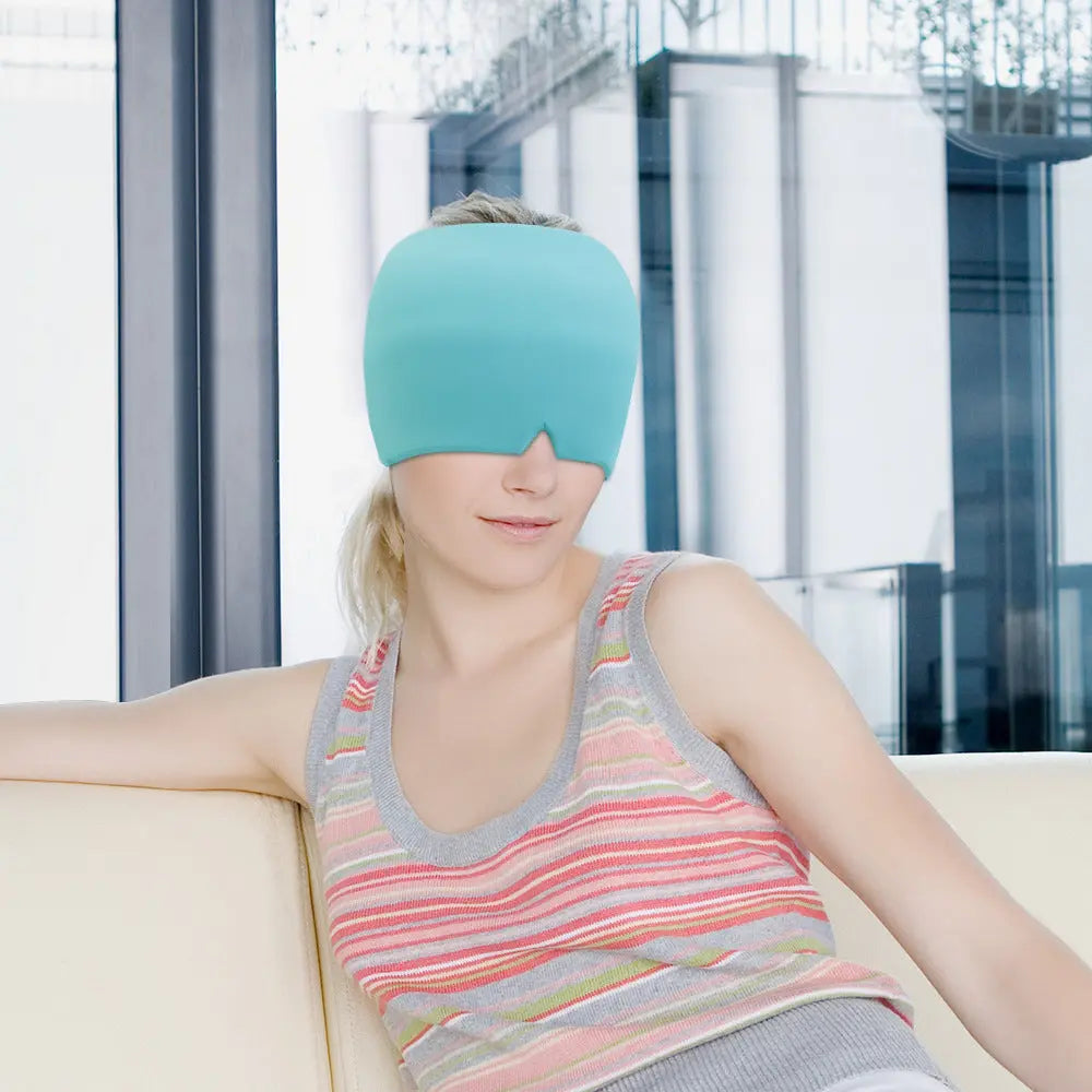   Migraine Relief Hat ChillCap Cold Therapy Head Wrap & Eye Mask Health 