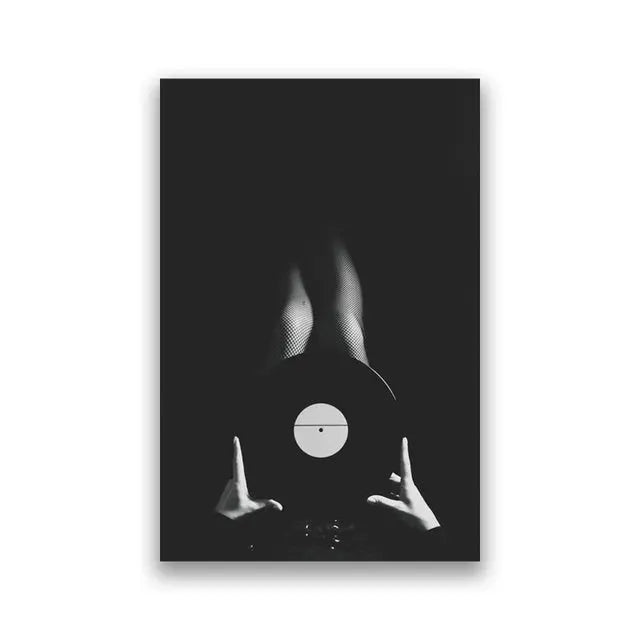   Retro Music Wall Art Black & White Vinyl Record Poster Wall Art 