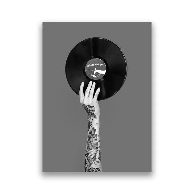   Retro Music Wall Art Black & White Vinyl Record Poster Wall Art 