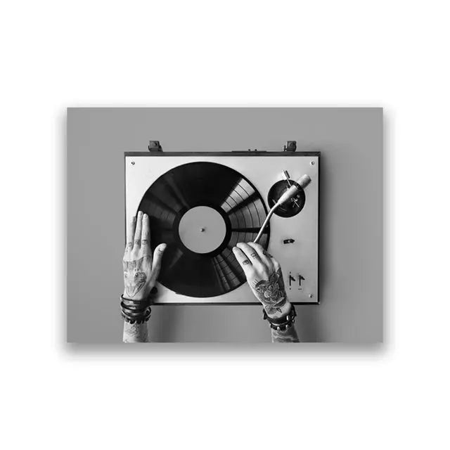   Retro Music Wall Art Black & White Vinyl Record Poster Wall Art 