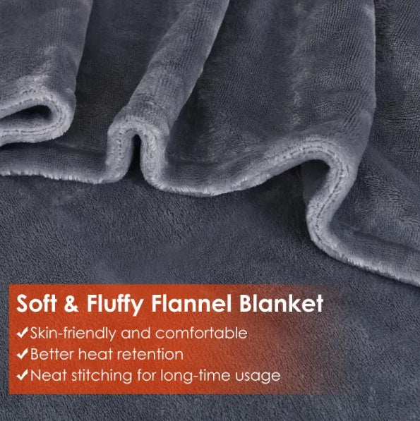 USB Heated Blanket - 59 x 31 in Heated Poncho Shawl Wrap with Zipper, Washable Electric Heated Blanket for Home and Office