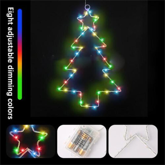 Wrought Iron Christmas Tree Shaped Lantern LED Christmas Garland String Lights